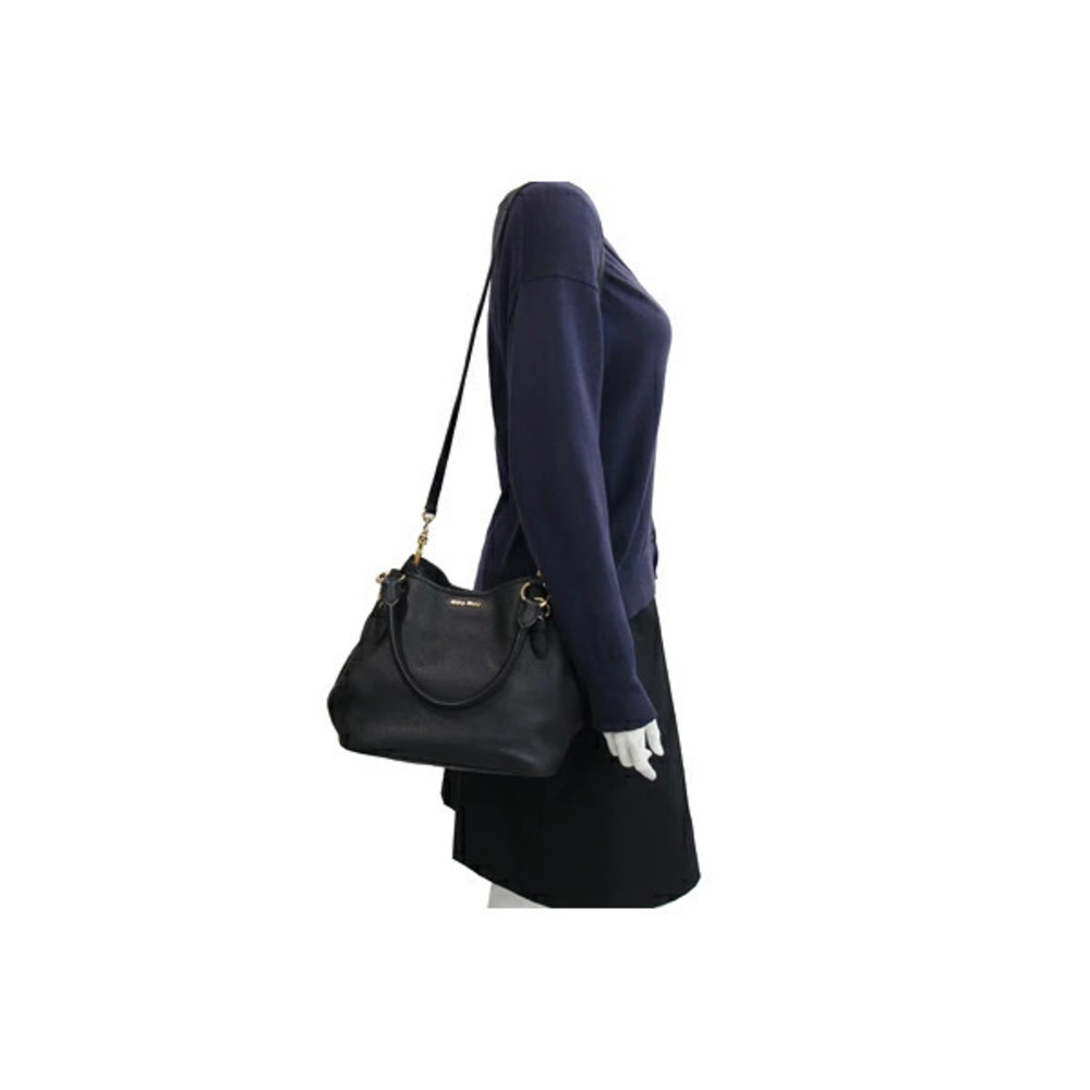 Miu MIu Handbag Madras Black Leather Shoulder Crossbody - Picture 10 of 10